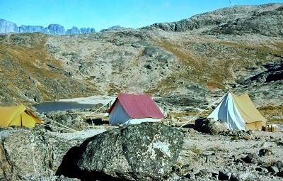 Cooking, sleeping and storage tents for a two-man geological party